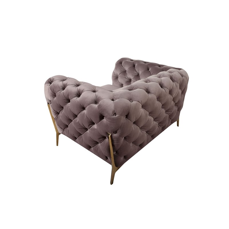 Pemberly Row Transitional Velvet Accent Chair with Gold Metal Legs in Silver