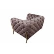 Pemberly Row Transitional Velvet Accent Chair with Gold Metal Legs in Silver