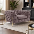 Pemberly Row Transitional Velvet Accent Chair with Gold Metal Legs in Silver