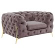 Pemberly Row Transitional Velvet Accent Chair with Gold Metal Legs in Silver