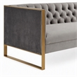 Pemberly Row Modern Velvet Sofa with Gold Stainless Steel Legs in Gray