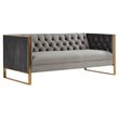 Pemberly Row Modern Velvet Sofa with Gold Stainless Steel Legs in Gray