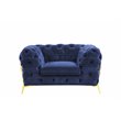 Pemberly Row Transitional Velvet Accent Chair with Gold Metal Legs in Blue