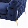 Pemberly Row Transitional Velvet Accent Chair with Gold Metal Legs in Blue