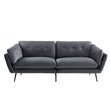 Pemberly Row Polyester Fabric Sofa with Tufted Back in Dark Gray