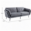 Pemberly Row Polyester Fabric Sofa with Tufted Back in Dark Gray
