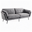 Pemberly Row Polyester Fabric Sofa with Tufted Back in Dark Gray