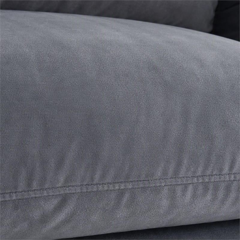 Pemberly Row Polyester Fabric Sofa with Tufted Back in Dark Gray