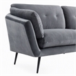 Pemberly Row Polyester Fabric Sofa with Tufted Back in Dark Gray