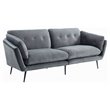 Pemberly Row Polyester Fabric Sofa with Tufted Back in Dark Gray