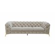 Pemberly Row Transitional Velvet Fabric Sofa in Beige with Gold Legs