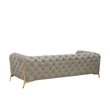 Pemberly Row Transitional Velvet Fabric Sofa in Beige with Gold Legs