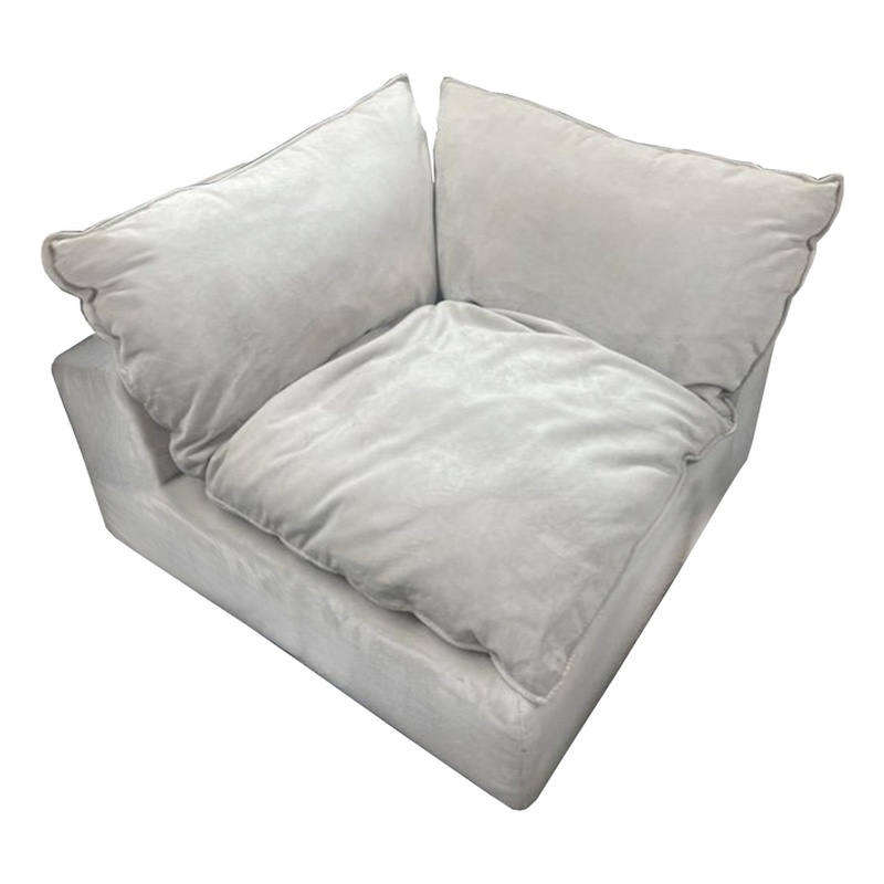 Pemberly Row Light Gray Polyester Corner Chair with Duck Feather Filling