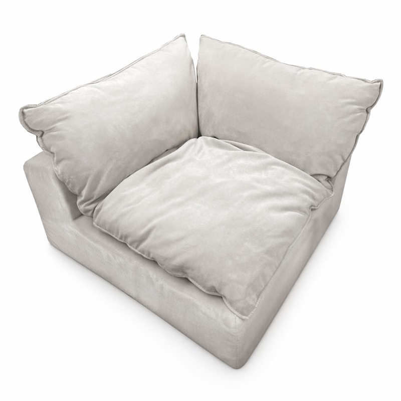 Pemberly Row Light Gray Polyester Corner Chair with Duck Feather Filling