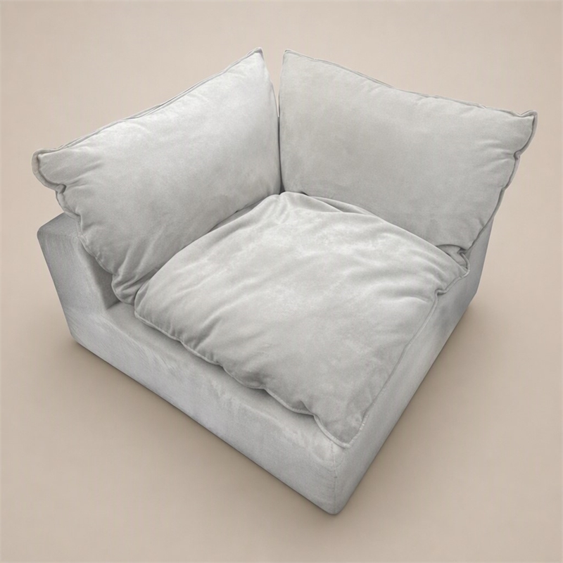 Pemberly Row Light Gray Polyester Corner Chair with Duck Feather Filling