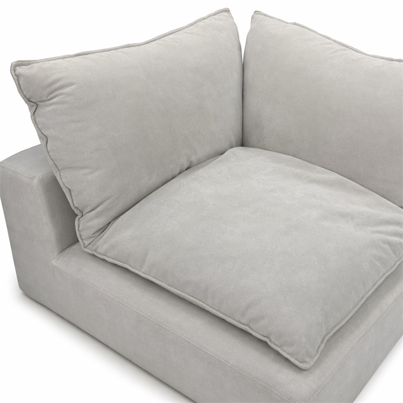 Pemberly Row Light Gray Polyester Corner Chair with Duck Feather Filling
