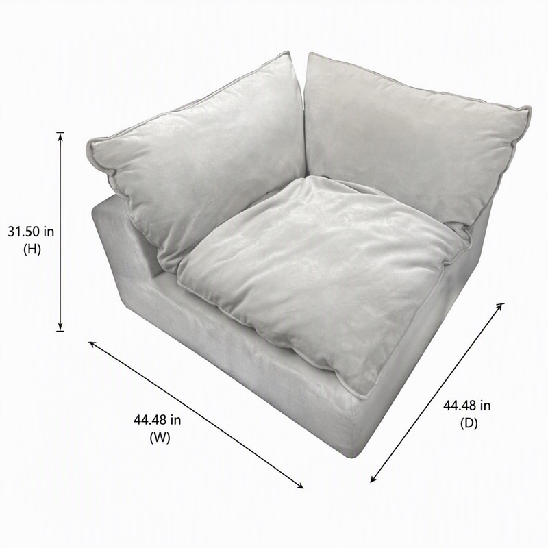Pemberly Row Light Gray Polyester Corner Chair with Duck Feather Filling