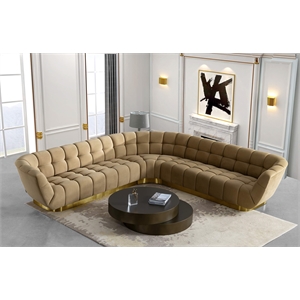 Pemberly Row Fabric and Stainless Steel L-Shape Sectional Sofa in Mustard Yellow