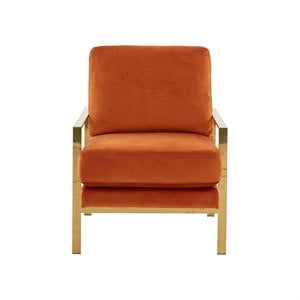 Pemberly Row Bayside Fabric Accent Chair with Gold Stainless Steel Base