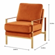 Pemberly Row Bayside Fabric Accent Chair with Gold Stainless Steel Base