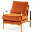 Pemberly Row Bayside Fabric Accent Chair with Gold Stainless Steel Base