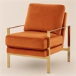 Pemberly Row Bayside Fabric Accent Chair with Gold Stainless Steel Base