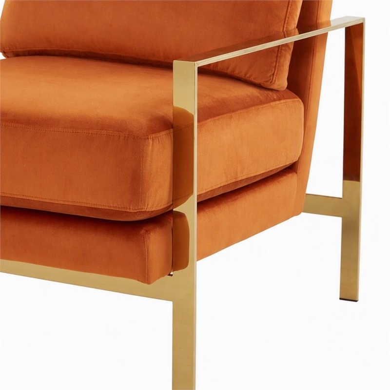 Pemberly Row Bayside Fabric Accent Chair with Gold Stainless Steel Base