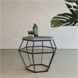 Pemberly Row Hexagonal Concrete & Metal End Table in Gray/Black