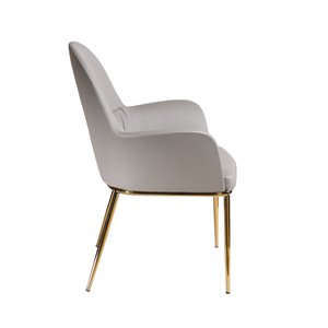 Pemberly Row Faux Leather and Metal Accent Chair in Gray
