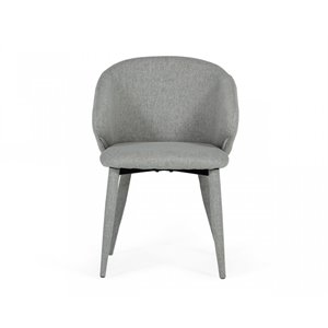 Pemberly Row Modern Fabric and Metal Dining Chairs in Gray (Set of 2)