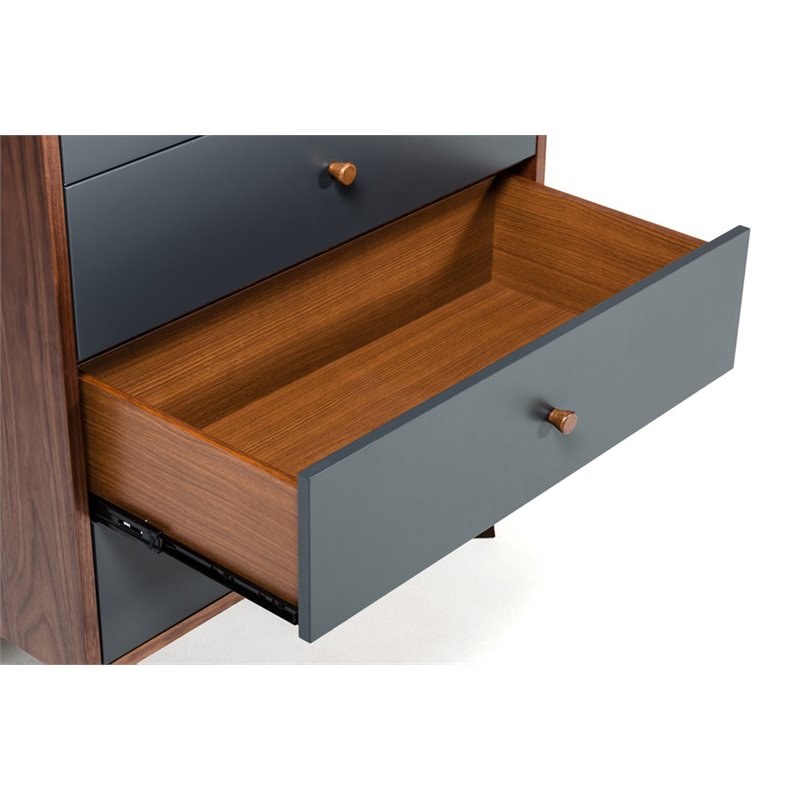 Pemberly Row Veneer and Rubberwood Bedroom Chest in Walnut and Charcoal