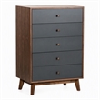 Pemberly Row Veneer and Rubberwood Bedroom Chest in Walnut and Charcoal