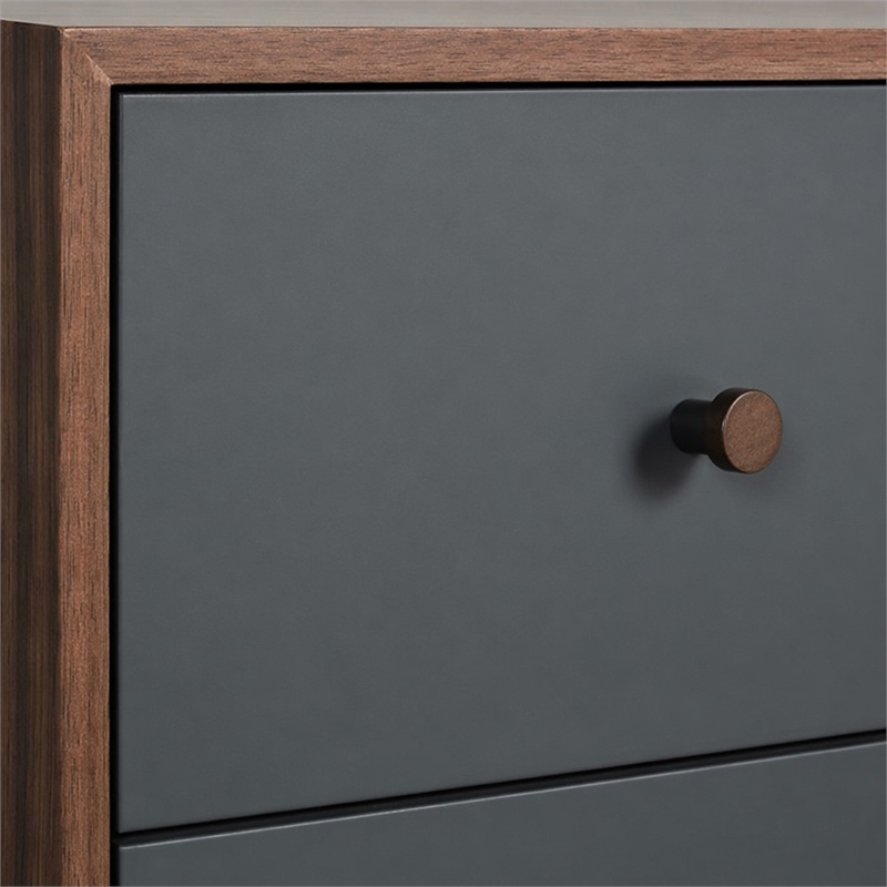 Pemberly Row Veneer and Rubberwood Bedroom Chest in Walnut and Charcoal