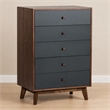 Pemberly Row Veneer and Rubberwood Bedroom Chest in Walnut and Charcoal