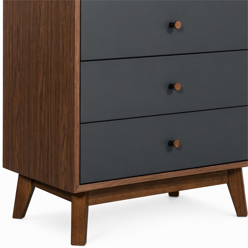Pemberly Row Veneer and Rubberwood Bedroom Chest in Walnut and Charcoal