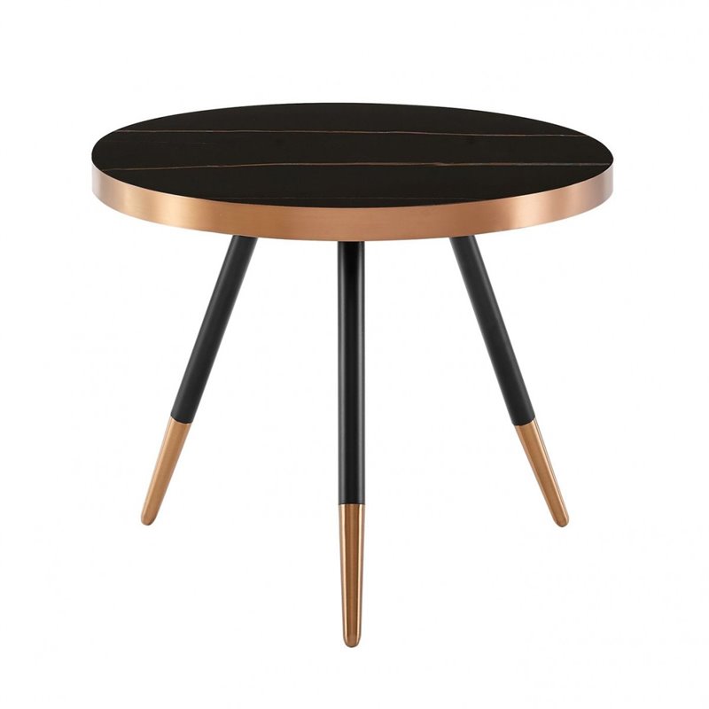 Pemberly Row Modern Metal and Glass Coffee Table in Black and Gold