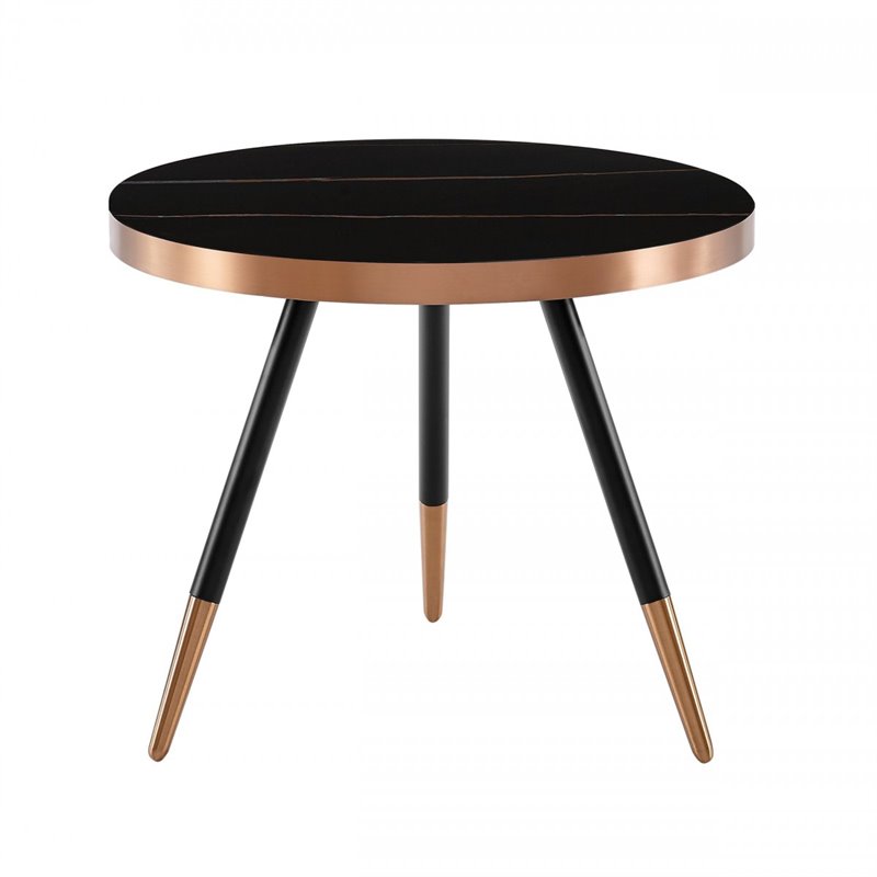 Pemberly Row Modern Metal and Glass Coffee Table in Black and Gold