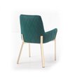 Pemberly Row Velvet Dining Chair with Gold Stainless Steel Frame in Green