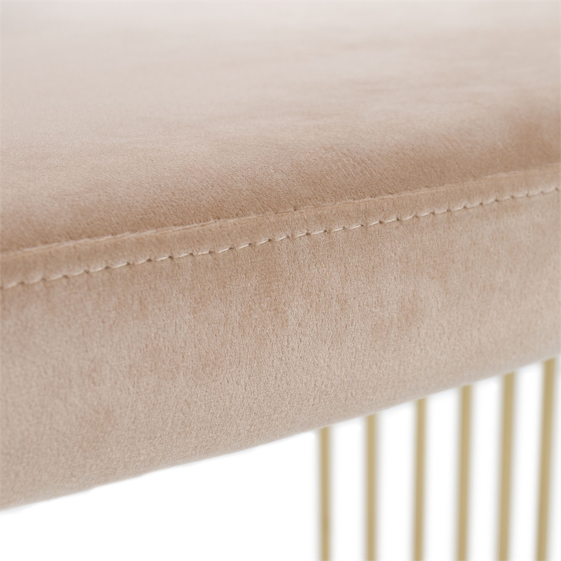 Pemberly Row Modern Beige Velvet Dining Chair with Gold Stainless Steel Base
