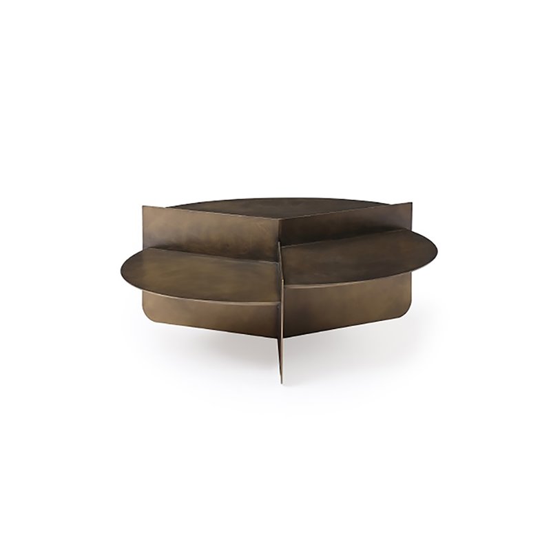Pemberly Row Modern Metal Coffee Table in Antique Brass