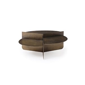 Pemberly Row Modern Metal Coffee Table in Antique Brass