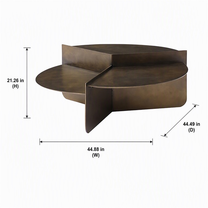Pemberly Row Modern Metal Coffee Table in Antique Brass