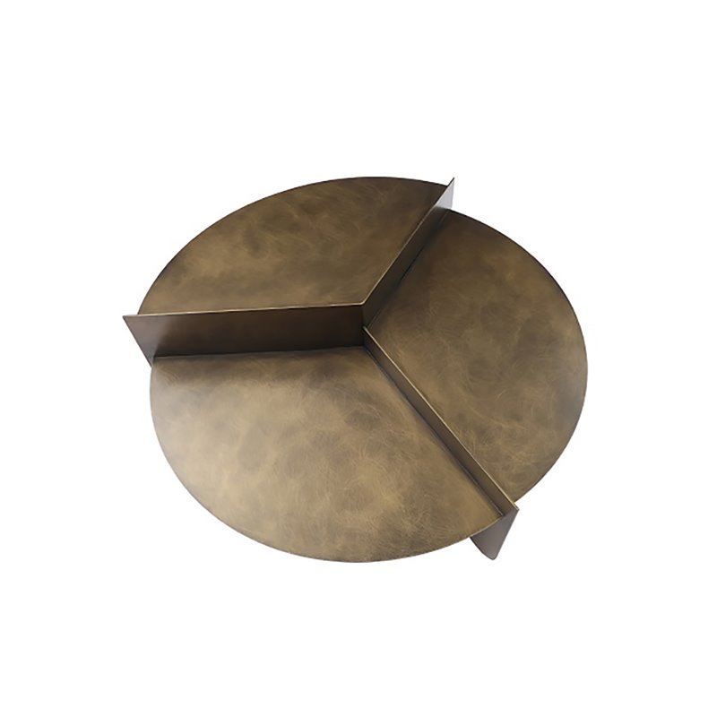 Pemberly Row Modern Metal Coffee Table in Antique Brass