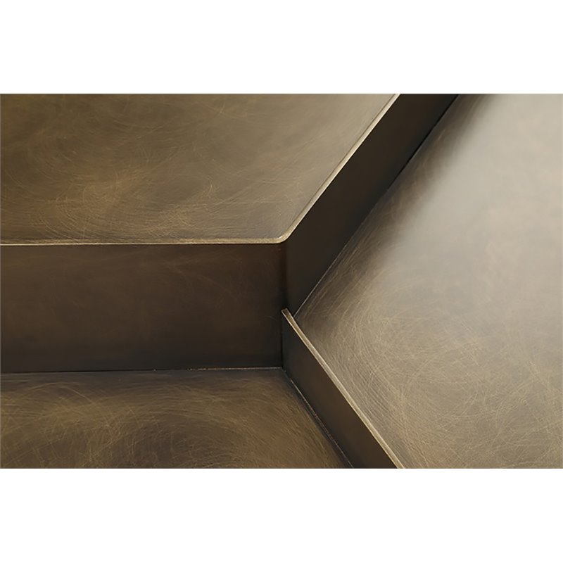 Pemberly Row Modern Metal Coffee Table in Antique Brass