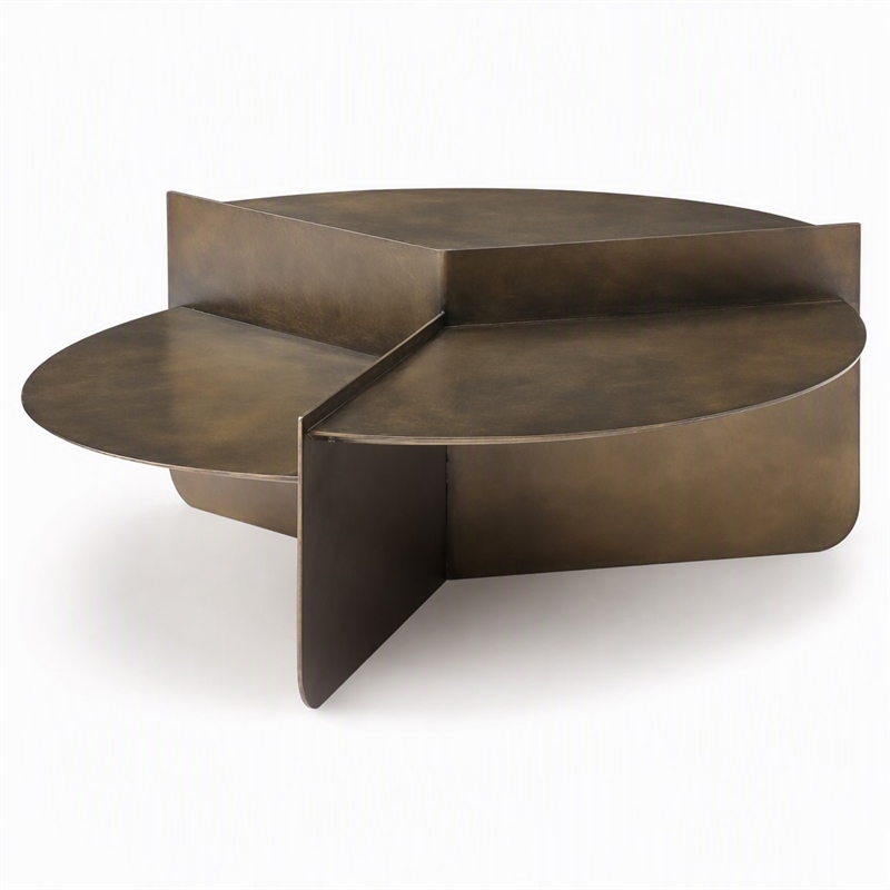 Pemberly Row Modern Metal Coffee Table in Antique Brass