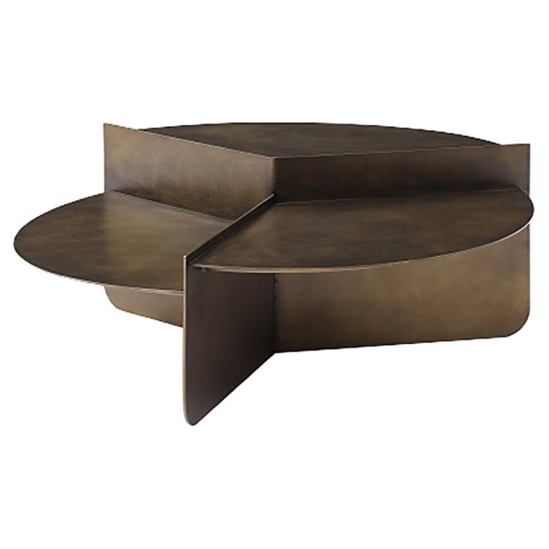 Pemberly Row Modern Metal Coffee Table in Antique Brass
