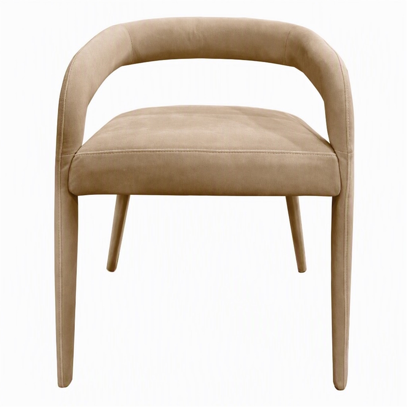 Pemberly Row Beige Fabric Dining Chair with Cast Iron Legs
