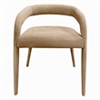 Pemberly Row Beige Fabric Dining Chair with Cast Iron Legs