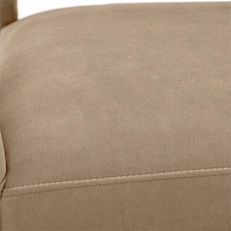 Pemberly Row Beige Fabric Dining Chair with Cast Iron Legs