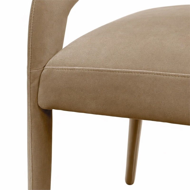 Pemberly Row Beige Fabric Dining Chair with Cast Iron Legs